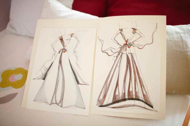 Diseño de vestido de novia alta costura en papel La Boheme 1994